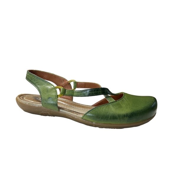Jafa Green Leather Slingback Sandals Handmade In Israel Size 39 - Picture 2 of 9